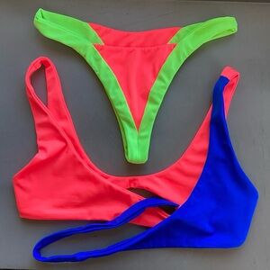 Indah Neon Bikini Top Bottoms Set rave festival party beach M L Revolve strappy